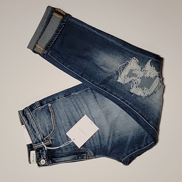 KanCan Boyfriend Blue Jeans Denim Pants Relaxed Fit Distressed Cuffed Blue 7 27 - Picture 9 of 16